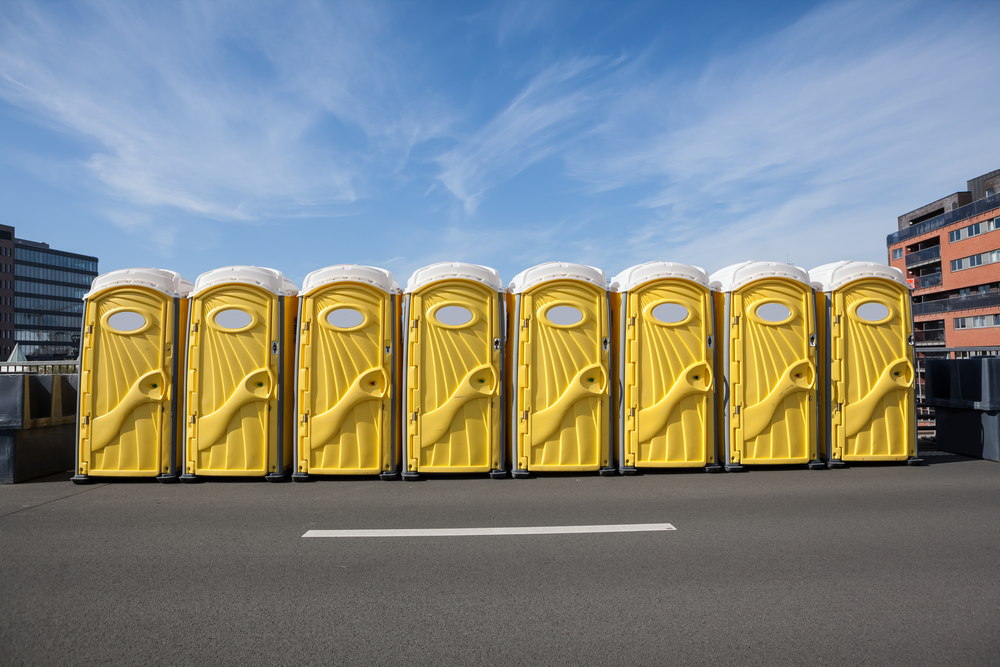 Row of Portable Toilets